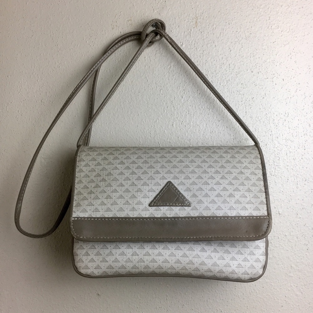 VTG 80s Liz Claiborne Taupe Leather Crossbody Bag